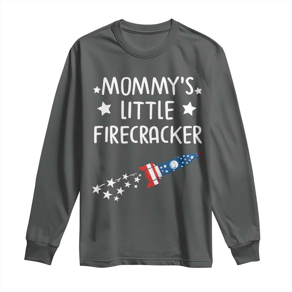 Mommy's Little Firecracker 4th of July Long Sleeve Shirt Patriotic American Flag - Wonder Print Shop