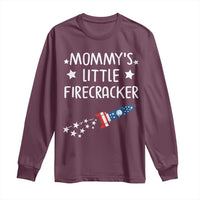 Mommy's Little Firecracker 4th of July Long Sleeve Shirt Patriotic American Flag - Wonder Print Shop