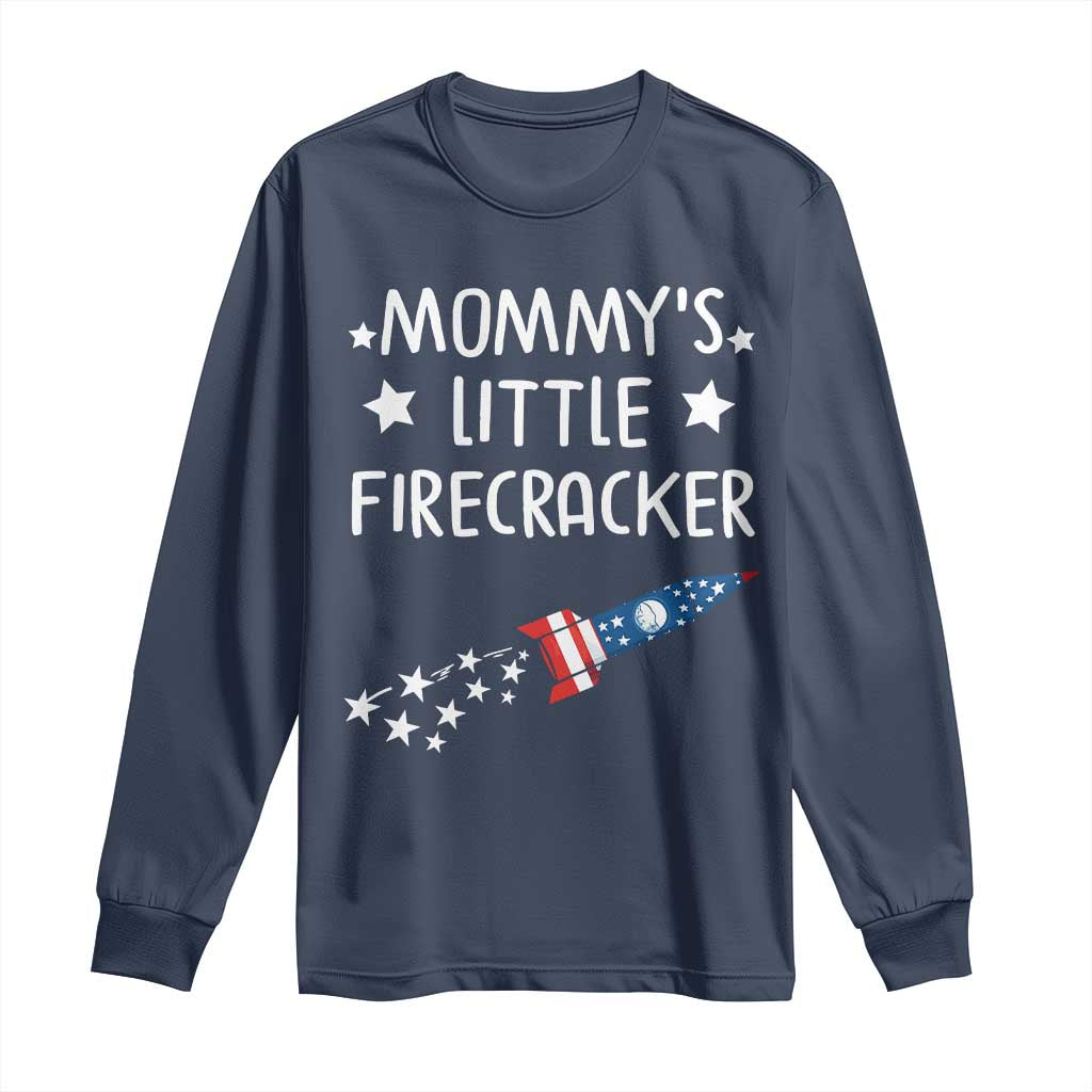 Mommy's Little Firecracker 4th of July Long Sleeve Shirt Patriotic American Flag - Wonder Print Shop