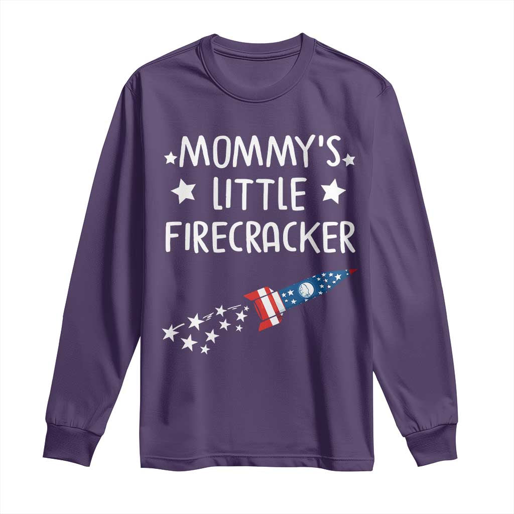 Mommy's Little Firecracker 4th of July Long Sleeve Shirt Patriotic American Flag - Wonder Print Shop
