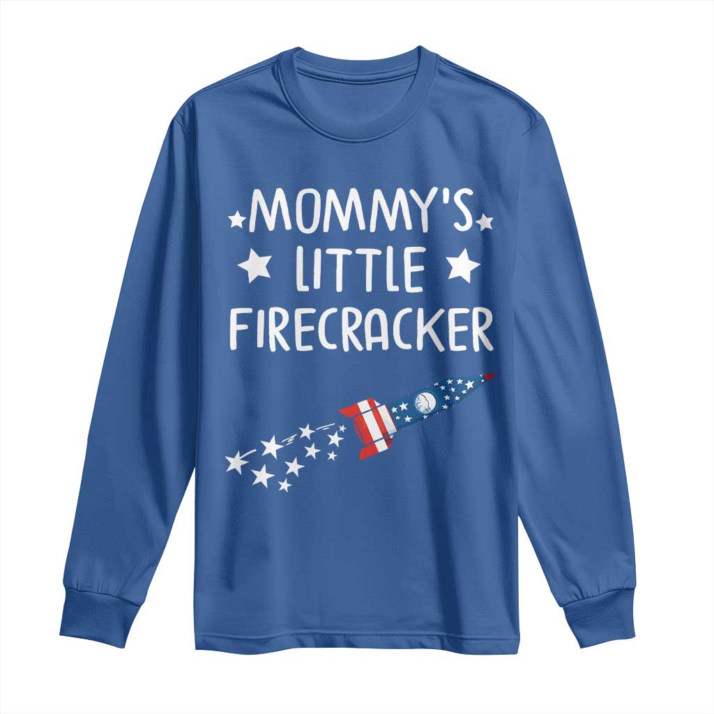Mommy's Little Firecracker 4th of July Long Sleeve Shirt Patriotic American Flag - Wonder Print Shop