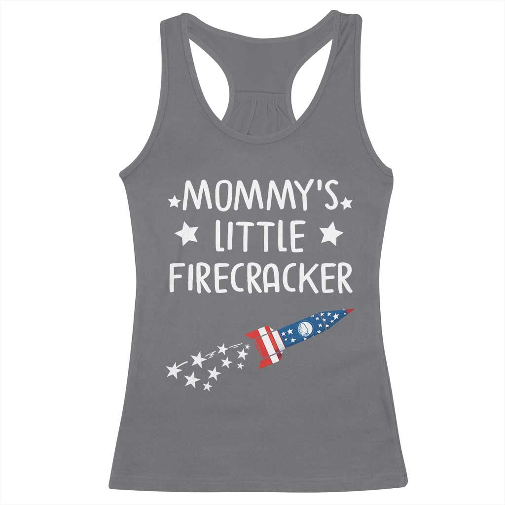 Mommy's Little Firecracker 4th of July Racerback Tank Top Patriotic American Flag - Wonder Print Shop