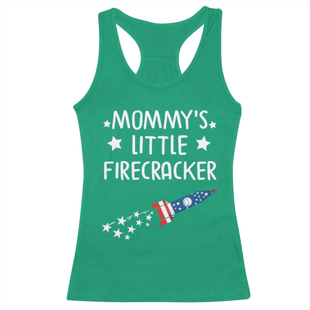 Mommy's Little Firecracker 4th of July Racerback Tank Top Patriotic American Flag - Wonder Print Shop