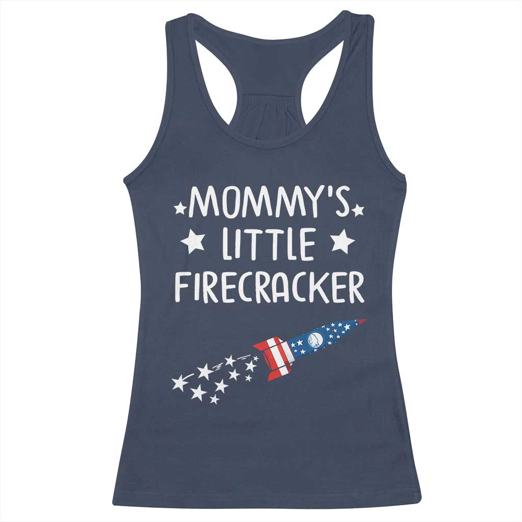 Mommy's Little Firecracker 4th of July Racerback Tank Top Patriotic American Flag - Wonder Print Shop