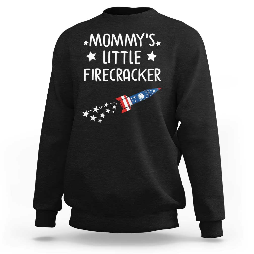 Mommy's Little Firecracker 4th of July Sweatshirt Patriotic American Flag - Wonder Print Shop