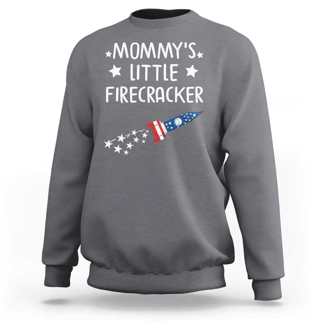 Mommy's Little Firecracker 4th of July Sweatshirt Patriotic American Flag - Wonder Print Shop