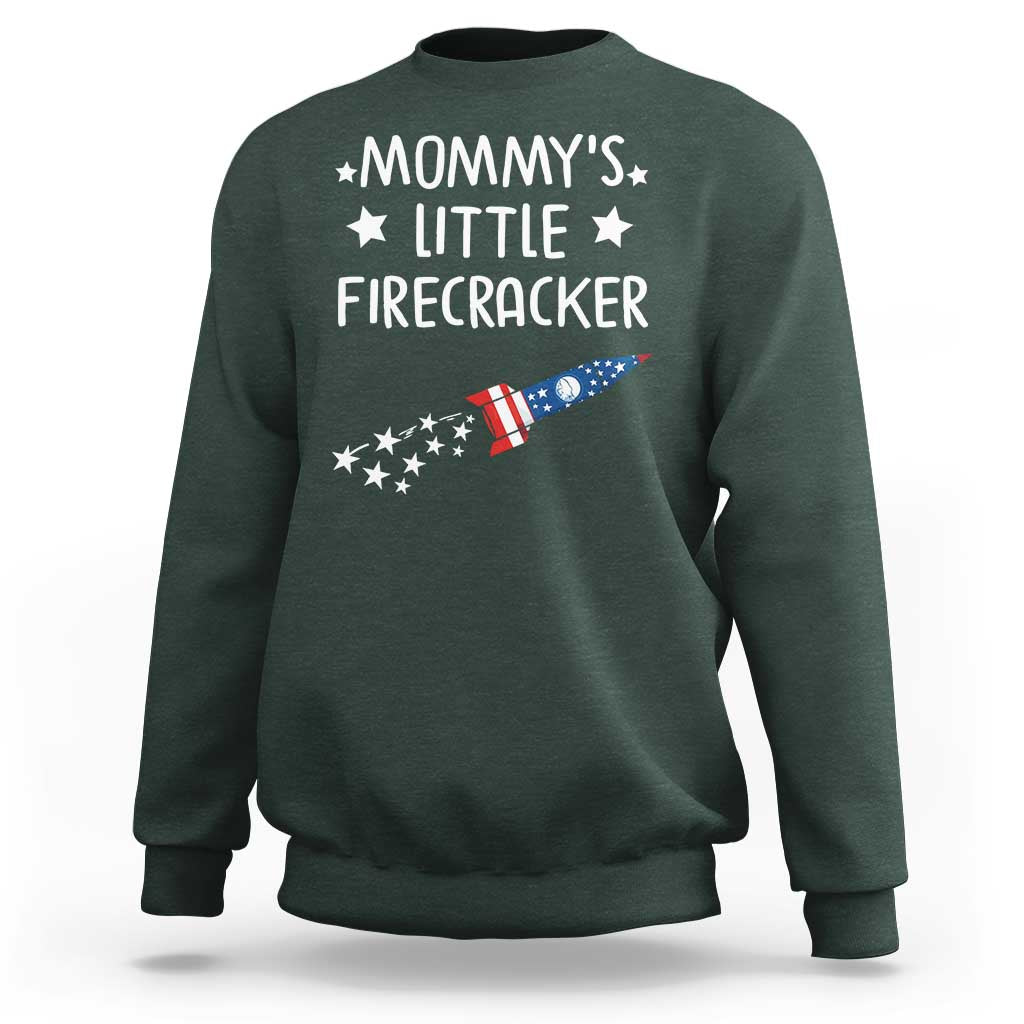 Mommy's Little Firecracker 4th of July Sweatshirt Patriotic American Flag - Wonder Print Shop