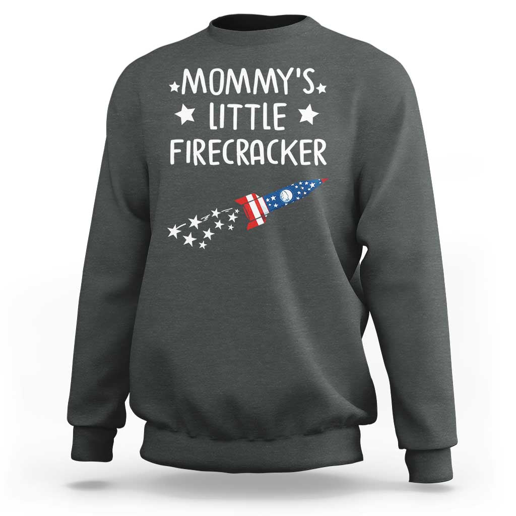 Mommy's Little Firecracker 4th of July Sweatshirt Patriotic American Flag - Wonder Print Shop