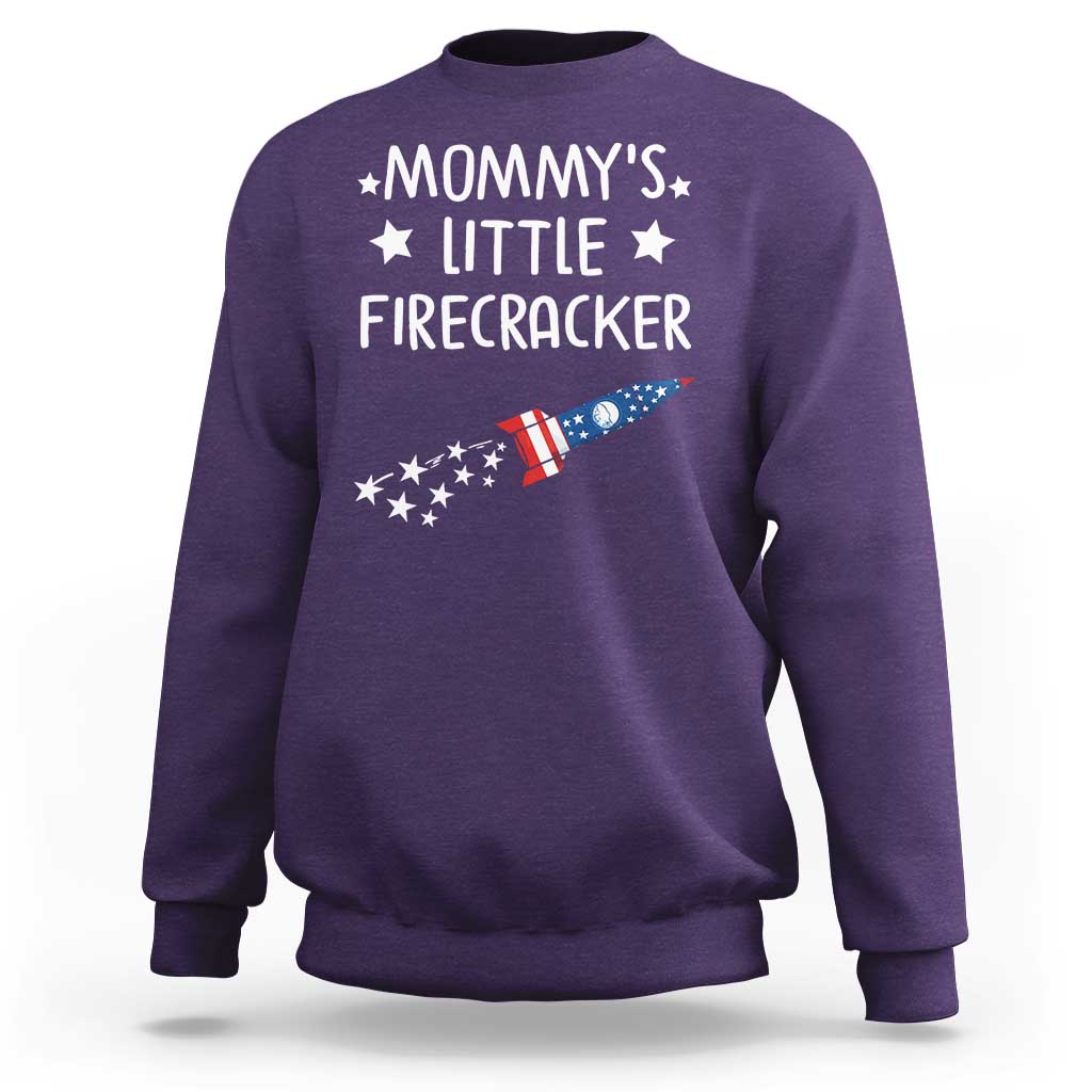 Mommy's Little Firecracker 4th of July Sweatshirt Patriotic American Flag - Wonder Print Shop