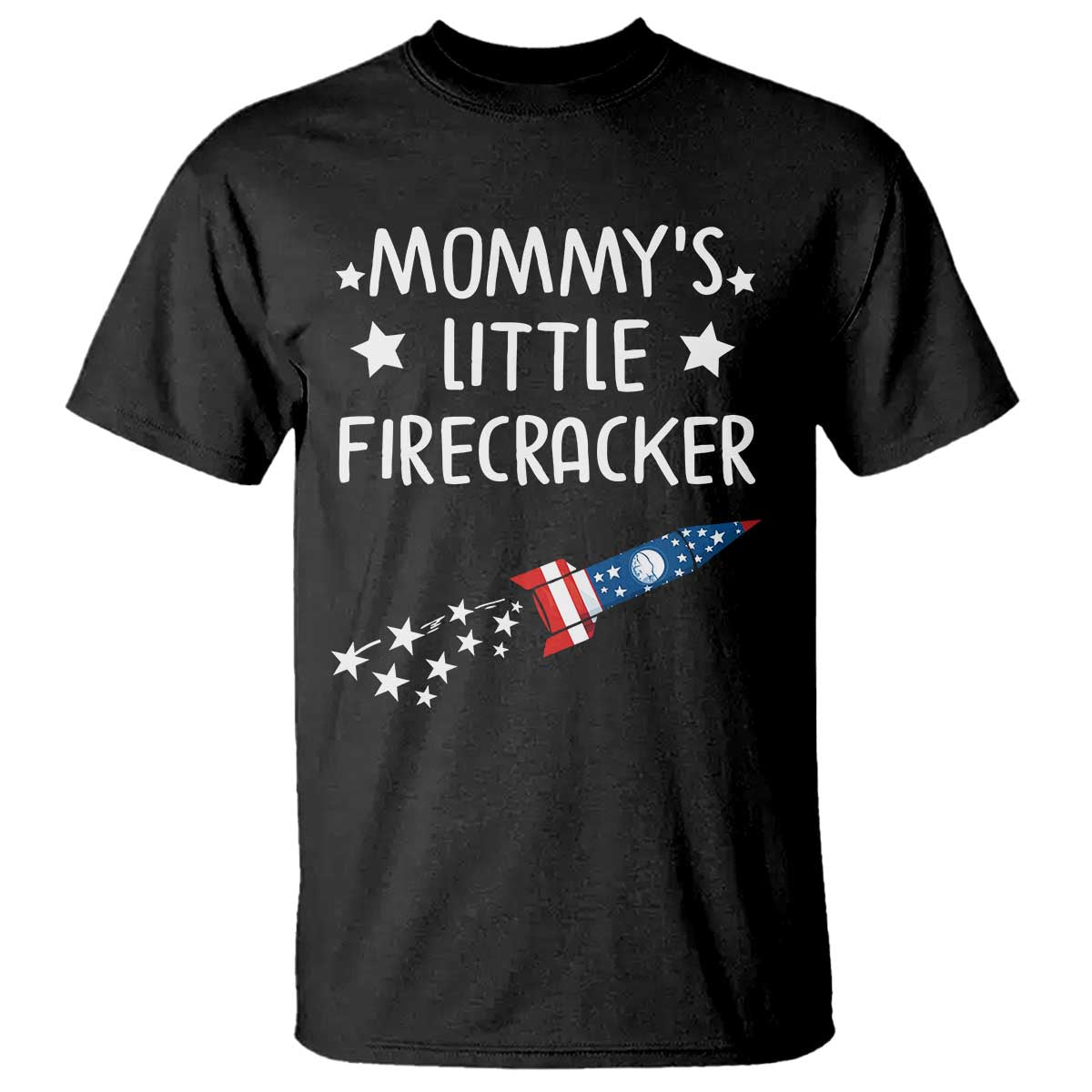 Mommy's Little Firecracker 4th of July T Shirt Patriotic American Flag - Wonder Print Shop