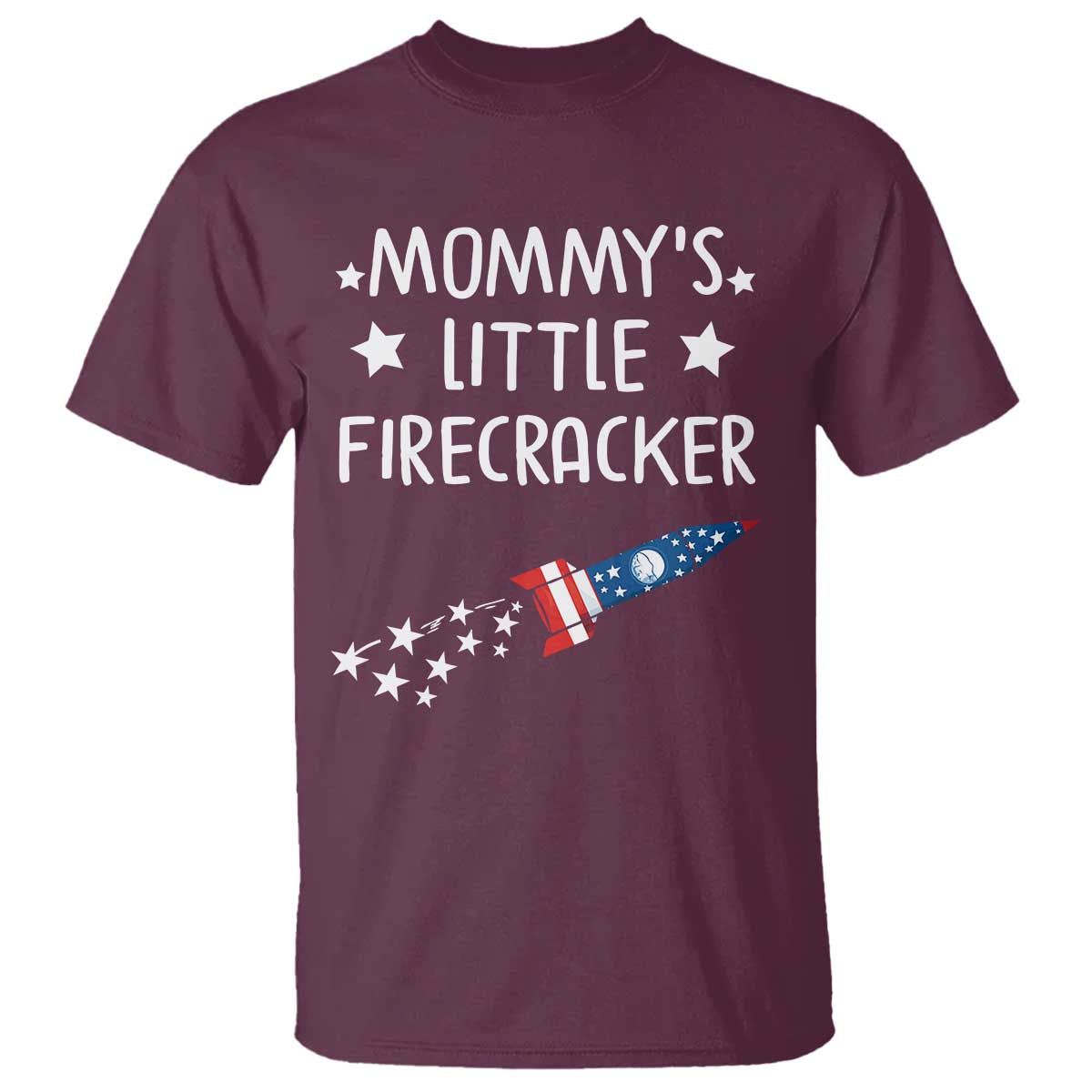 Mommy's Little Firecracker 4th of July T Shirt Patriotic American Flag - Wonder Print Shop