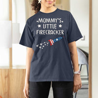 Mommy's Little Firecracker 4th of July T Shirt For Women Patriotic American Flag - Wonder Print Shop