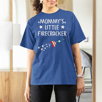 Mommy's Little Firecracker 4th of July T Shirt For Women Patriotic American Flag - Wonder Print Shop