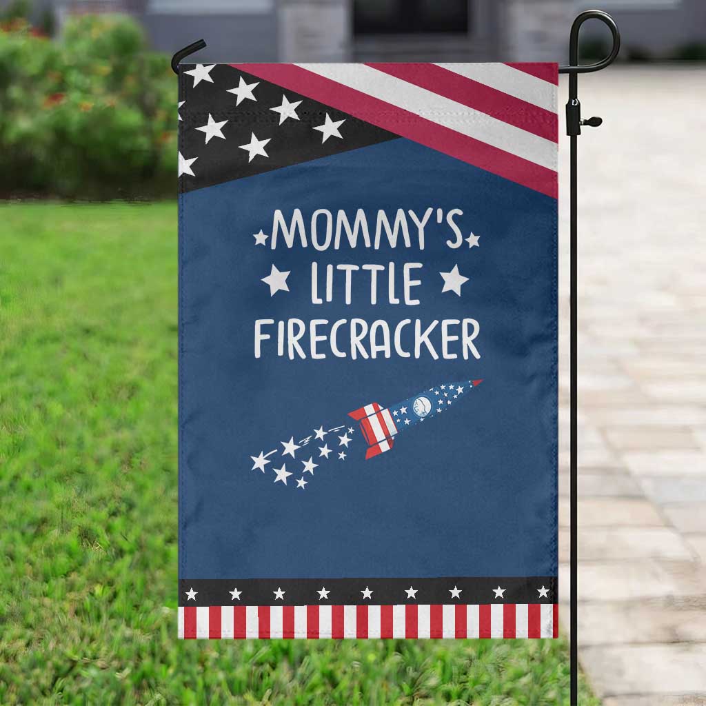 Mommy's Little Firecracker 4th of July Garden Flag Patriotic American Flag