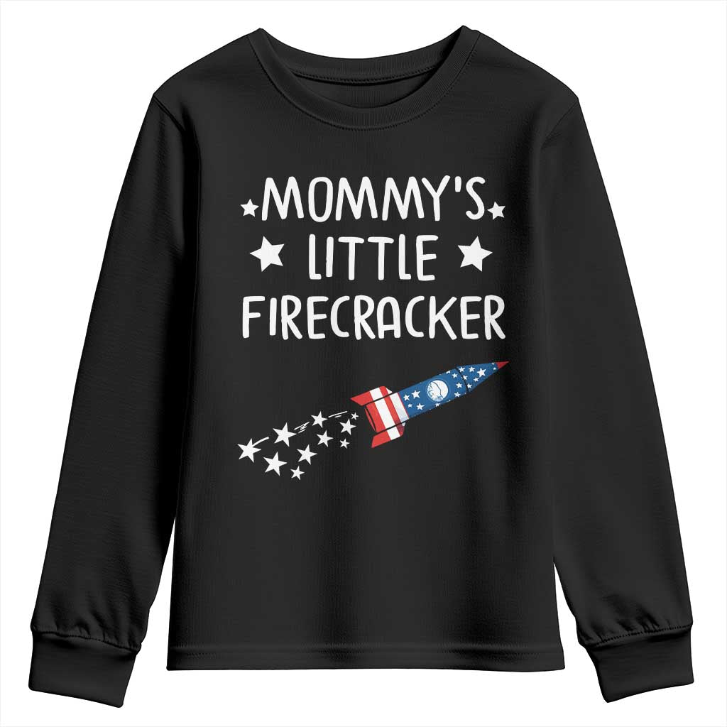 Mommy's Little Firecracker 4th of July Youth Sweatshirt Patriotic American Flag - Wonder Print Shop