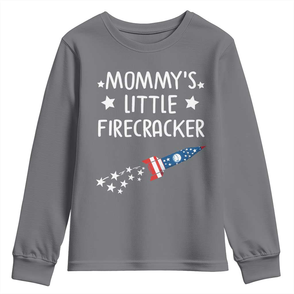 Mommy's Little Firecracker 4th of July Youth Sweatshirt Patriotic American Flag - Wonder Print Shop