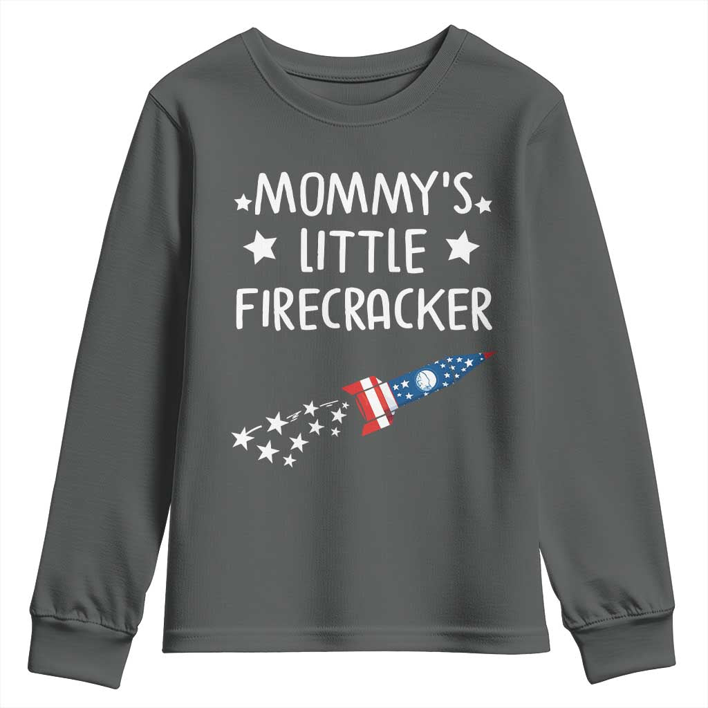 Mommy's Little Firecracker 4th of July Youth Sweatshirt Patriotic American Flag - Wonder Print Shop