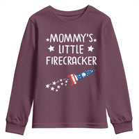 Mommy's Little Firecracker 4th of July Youth Sweatshirt Patriotic American Flag - Wonder Print Shop