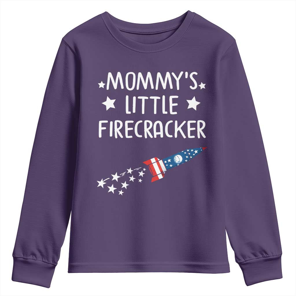 Mommy's Little Firecracker 4th of July Youth Sweatshirt Patriotic American Flag - Wonder Print Shop