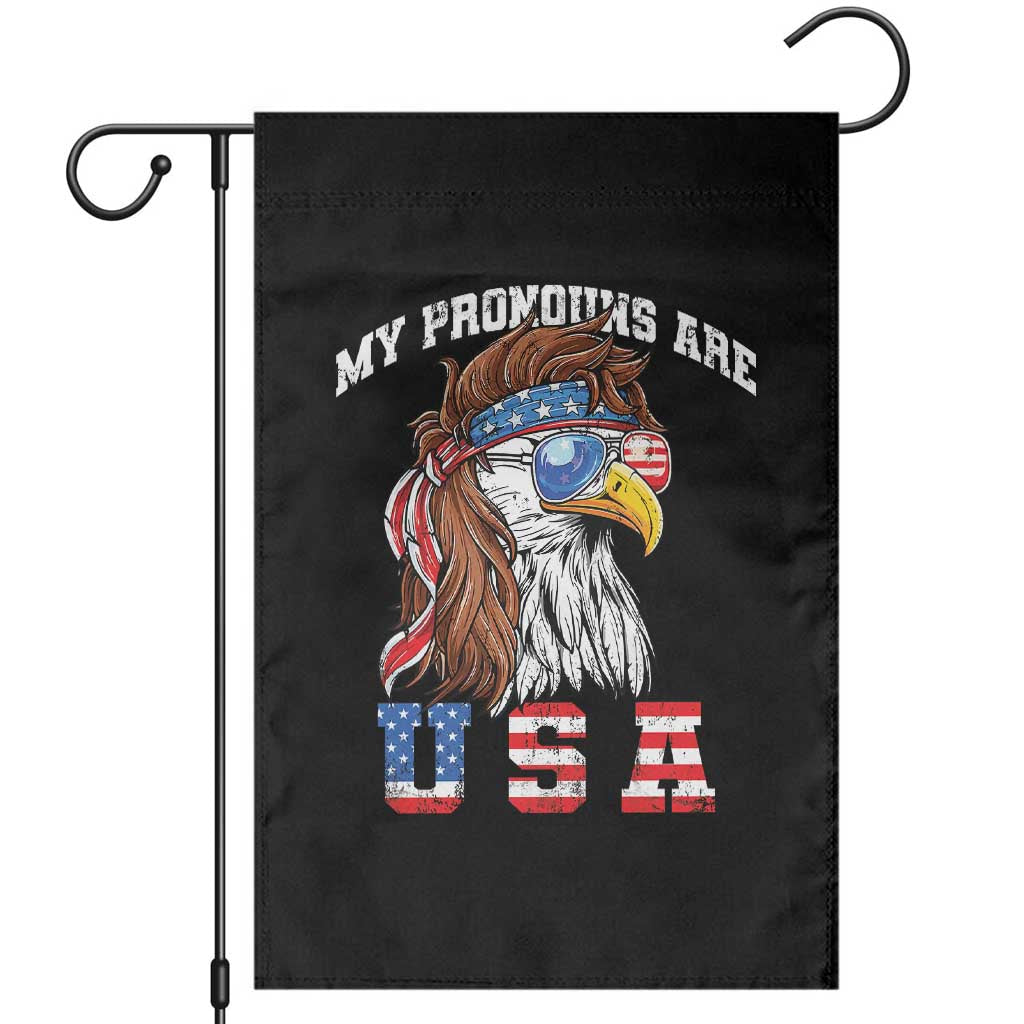 Funny 4th of July Garden Flag My Pronouns Are USA Eagle American - Wonder Print Shop