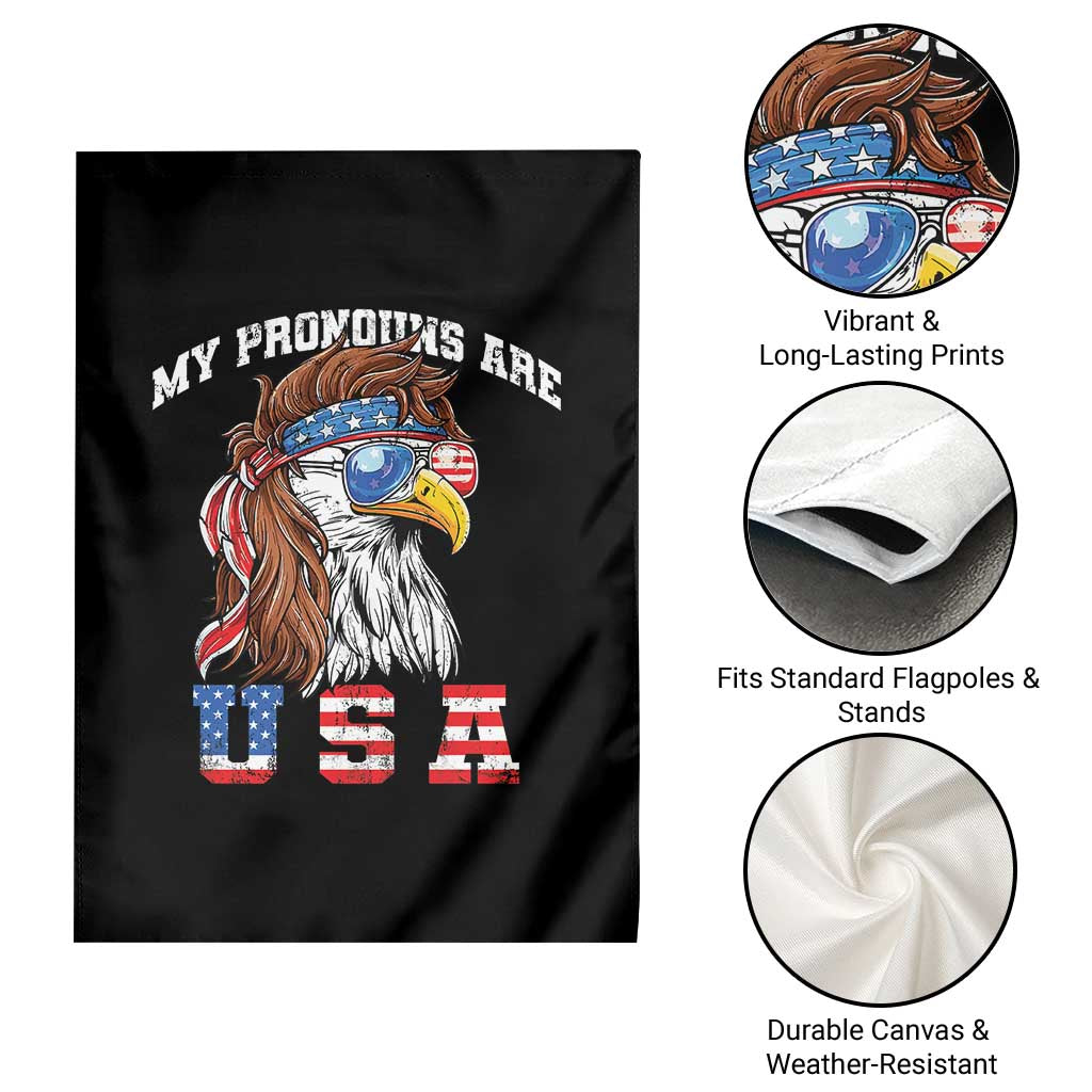 Funny 4th of July Garden Flag My Pronouns Are USA Eagle American - Wonder Print Shop