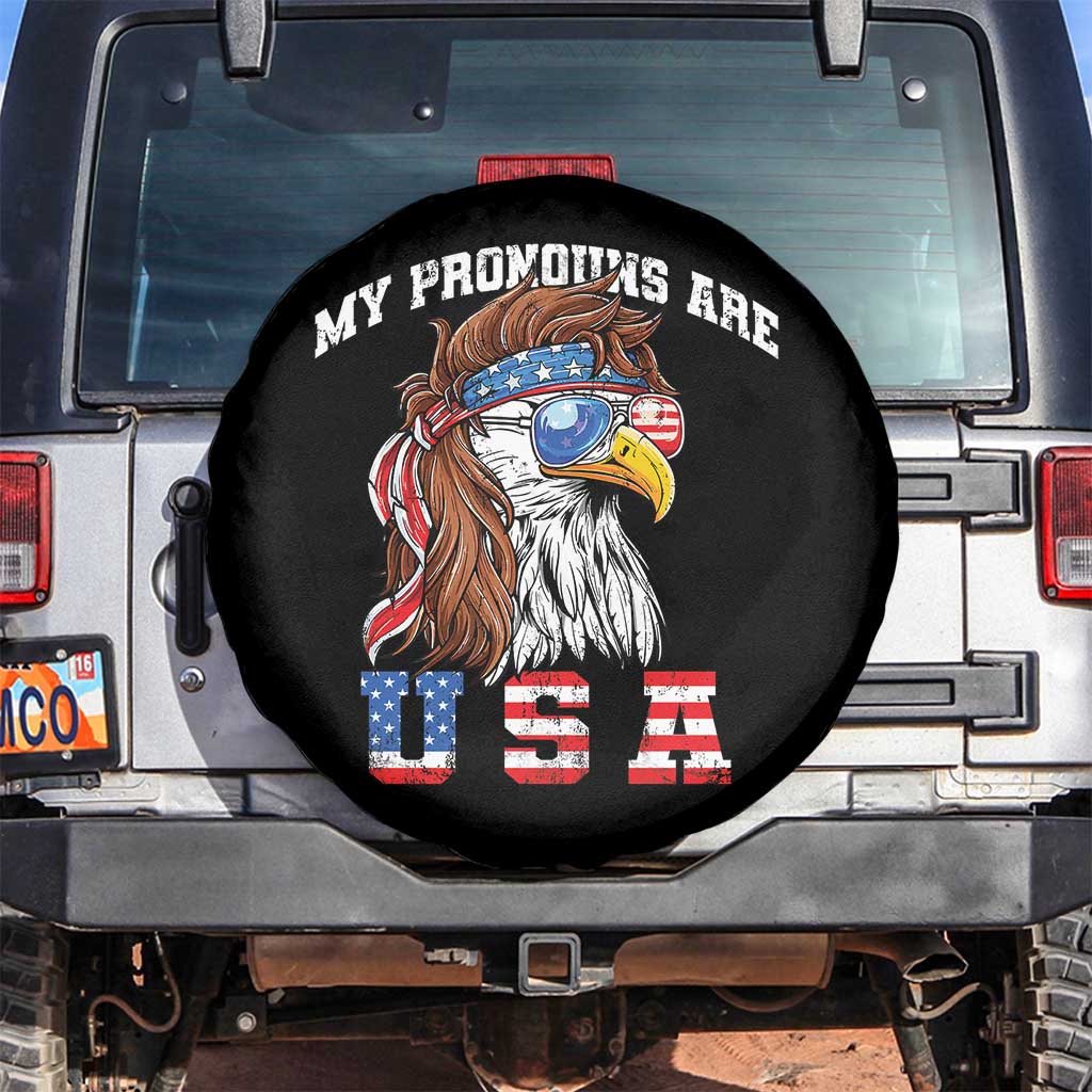 Funny 4th of July Spare Tire Cover My Pronouns Are USA Eagle American - Wonder Print Shop