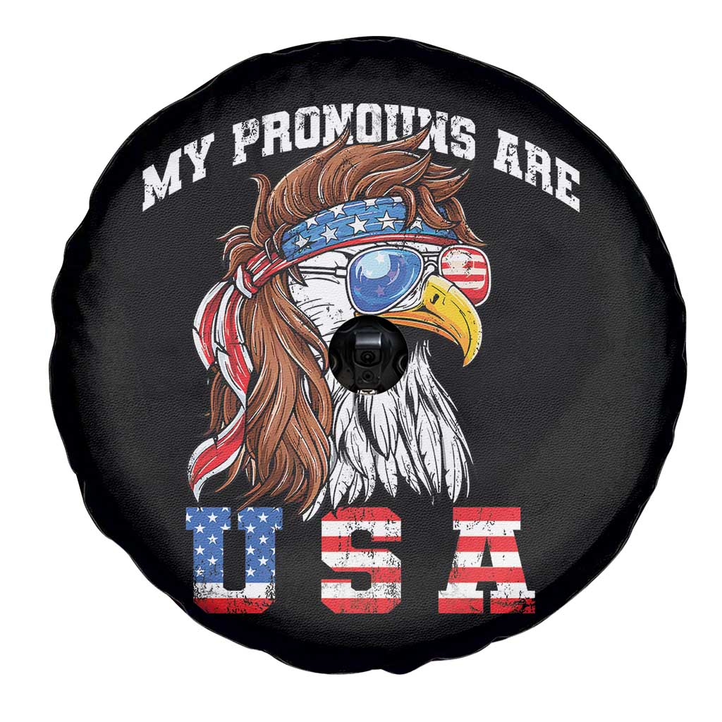 Funny 4th of July Spare Tire Cover My Pronouns Are USA Eagle American - Wonder Print Shop