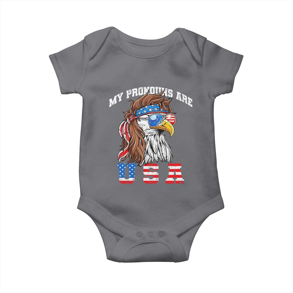Funny 4th of July Baby Onesie My Pronouns Are USA Eagle American - Wonder Print Shop