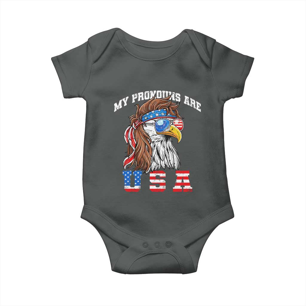Funny 4th of July Baby Onesie My Pronouns Are USA Eagle American - Wonder Print Shop