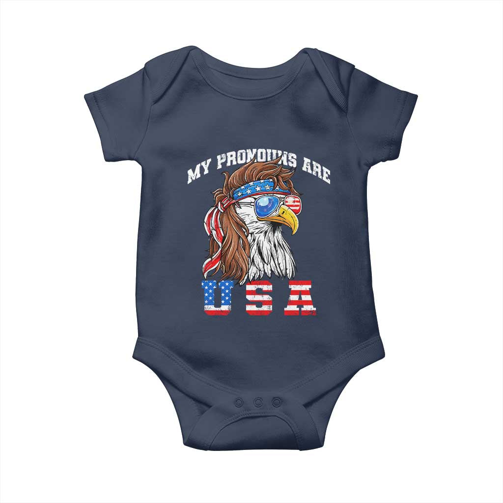 Funny 4th of July Baby Onesie My Pronouns Are USA Eagle American - Wonder Print Shop