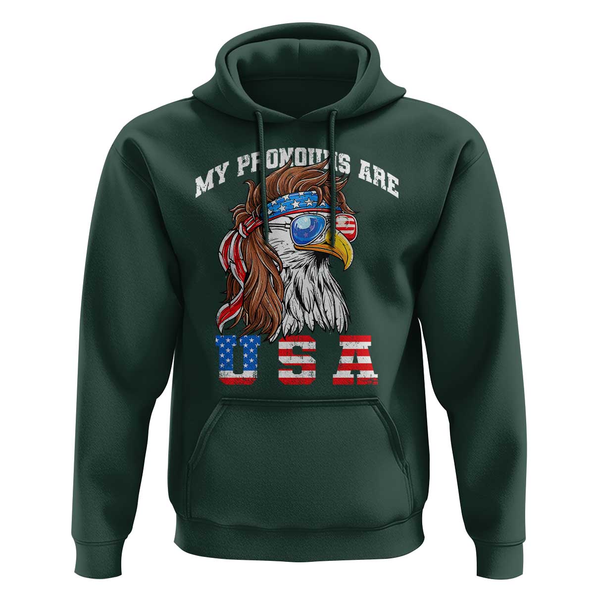 Funny 4th of July Hoodie My Pronouns Are USA Eagle American - Wonder Print Shop