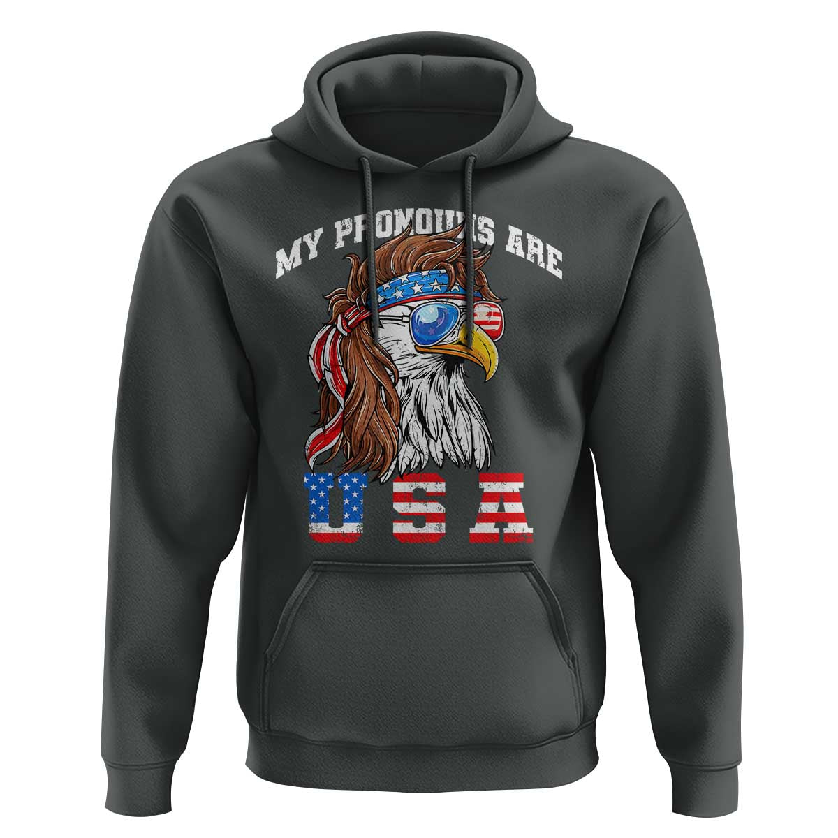Funny 4th of July Hoodie My Pronouns Are USA Eagle American - Wonder Print Shop