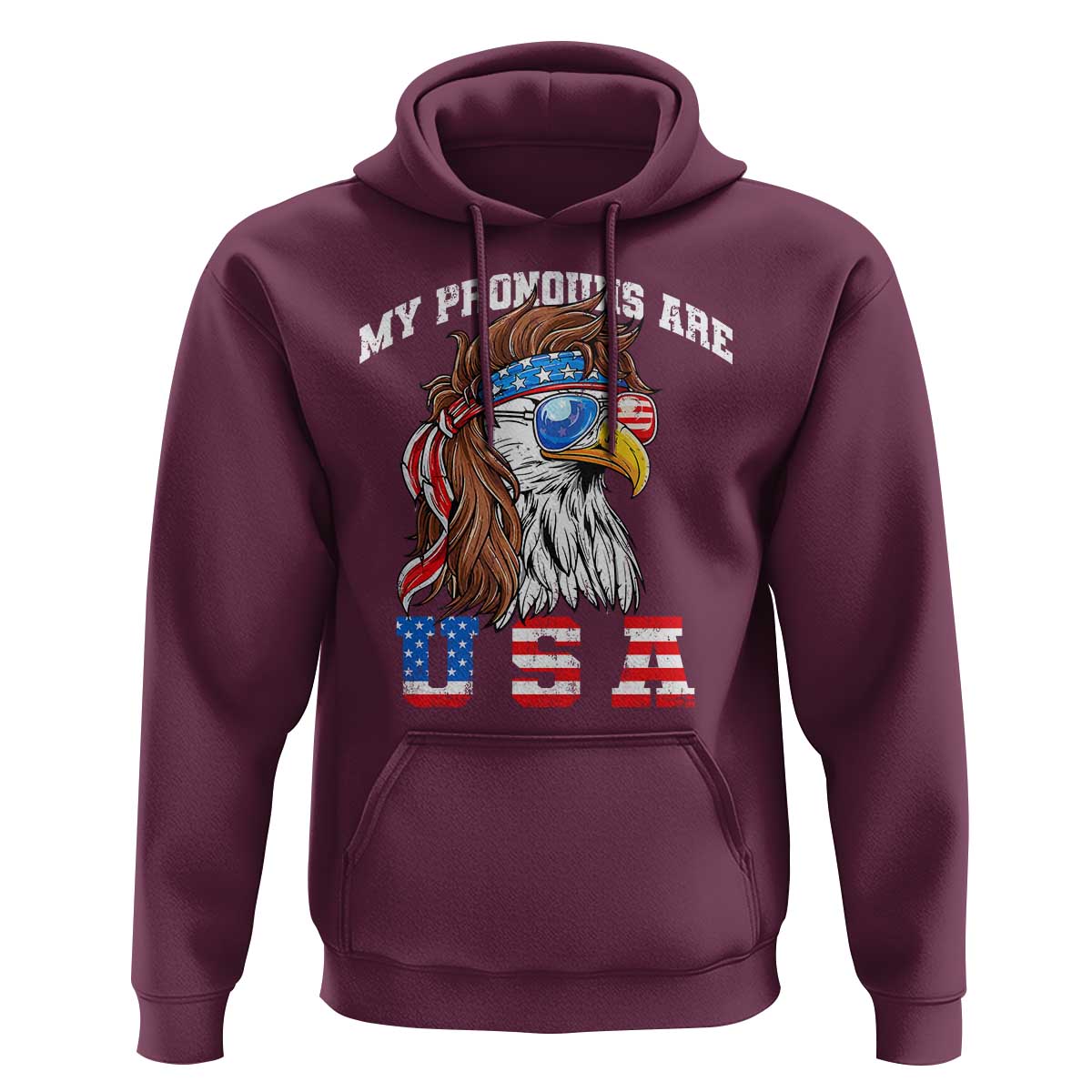 Funny 4th of July Hoodie My Pronouns Are USA Eagle American - Wonder Print Shop
