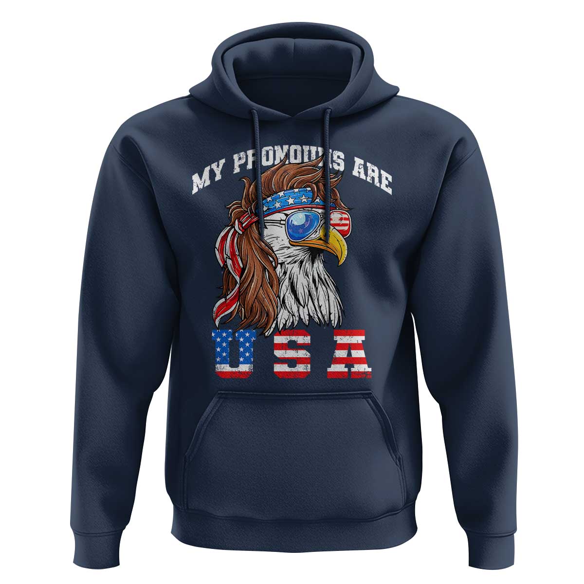 Funny 4th of July Hoodie My Pronouns Are USA Eagle American - Wonder Print Shop