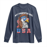 Funny 4th of July Long Sleeve Shirt My Pronouns Are USA Eagle American - Wonder Print Shop