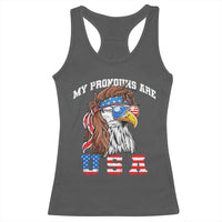 Funny 4th of July Racerback Tank Top My Pronouns Are USA Eagle American - Wonder Print Shop