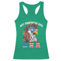 Funny 4th of July Racerback Tank Top My Pronouns Are USA Eagle American - Wonder Print Shop