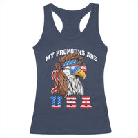Funny 4th of July Racerback Tank Top My Pronouns Are USA Eagle American - Wonder Print Shop