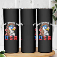 Funny 4th of July Skinny Tumbler My Pronouns Are USA Eagle American - Wonder Print Shop