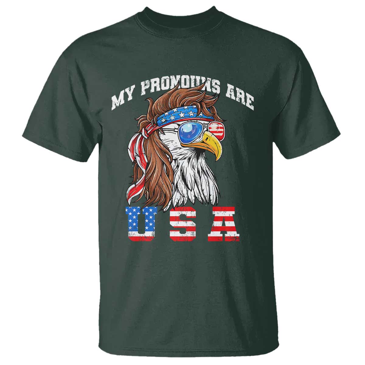 Funny 4th of July T Shirt My Pronouns Are USA Eagle American - Wonder Print Shop