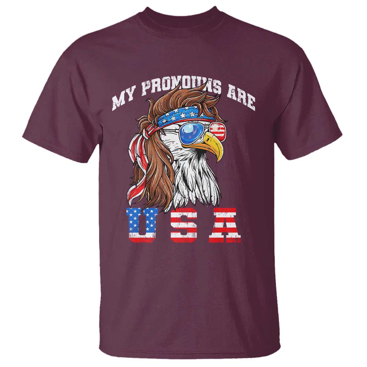 Funny 4th of July T Shirt My Pronouns Are USA Eagle American - Wonder Print Shop