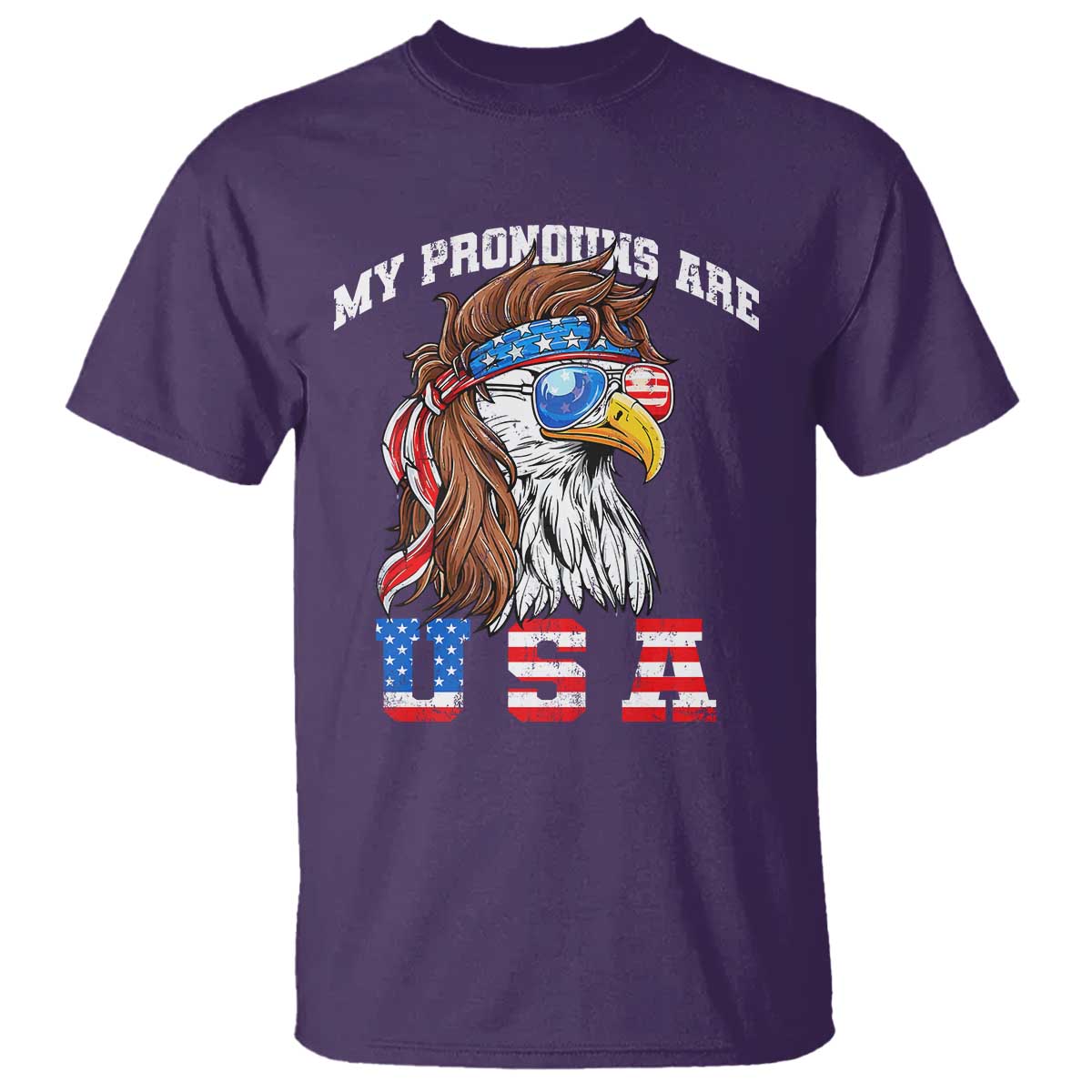 Funny 4th of July T Shirt My Pronouns Are USA Eagle American - Wonder Print Shop