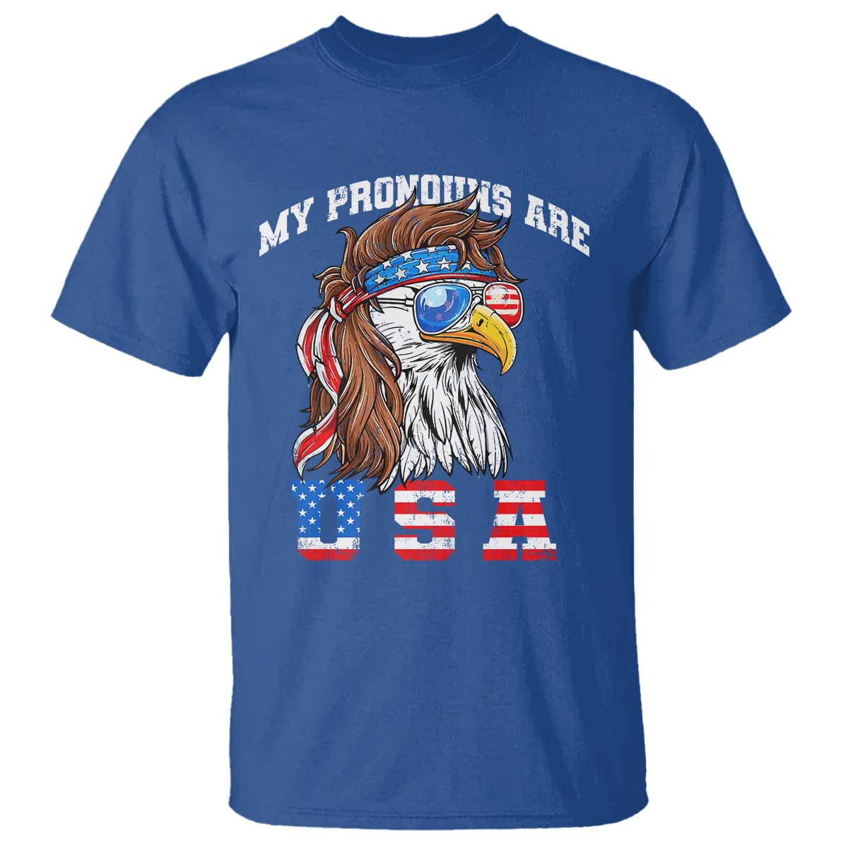 Funny 4th of July T Shirt My Pronouns Are USA Eagle American - Wonder Print Shop