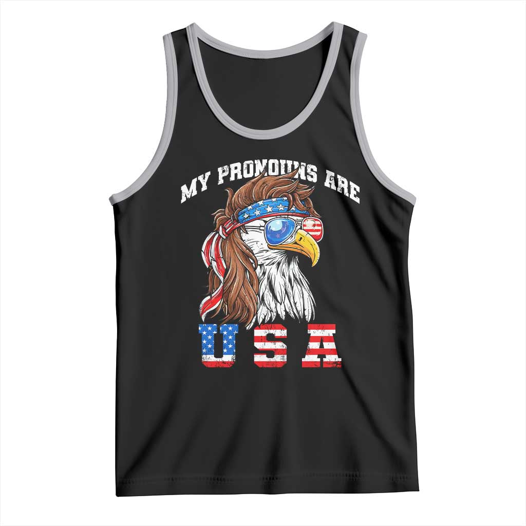 Funny 4th of July Tank Top My Pronouns Are USA Eagle American - Wonder Print Shop