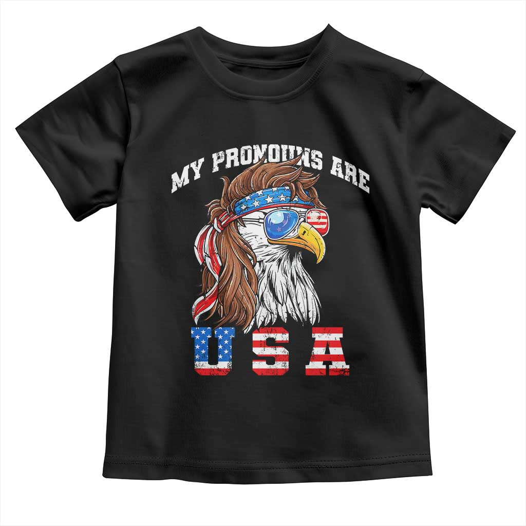 Funny 4th of July Toddler T Shirt My Pronouns Are USA Eagle American - Wonder Print Shop