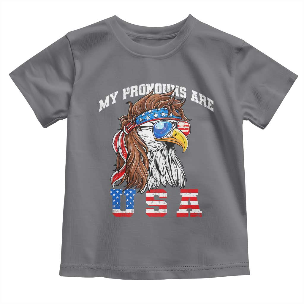 Funny 4th of July Toddler T Shirt My Pronouns Are USA Eagle American - Wonder Print Shop
