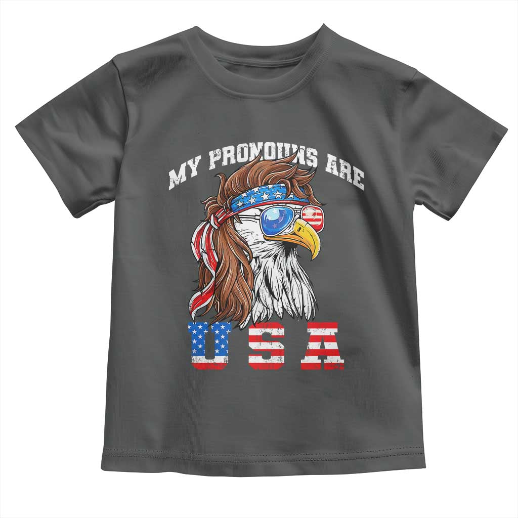 Funny 4th of July Toddler T Shirt My Pronouns Are USA Eagle American - Wonder Print Shop