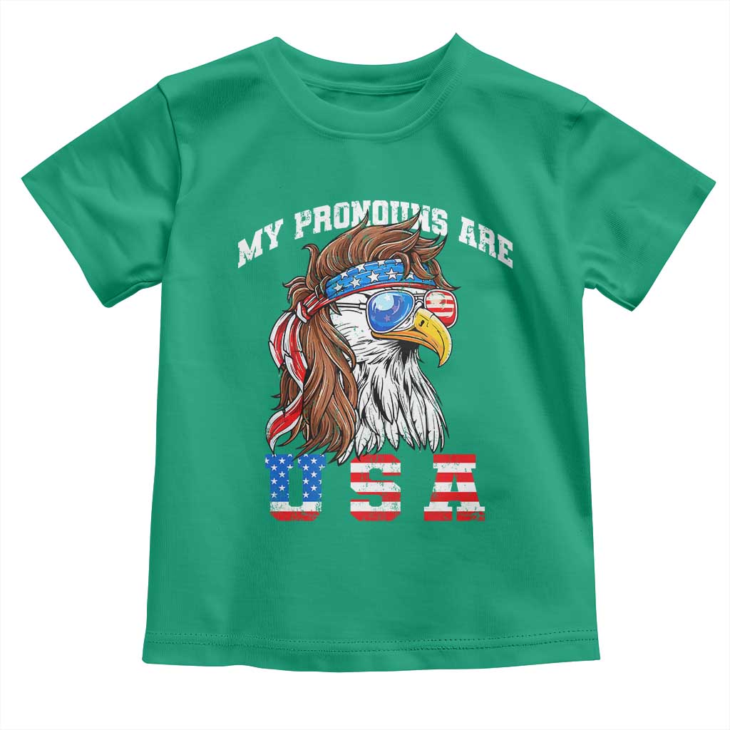 Funny 4th of July Toddler T Shirt My Pronouns Are USA Eagle American - Wonder Print Shop