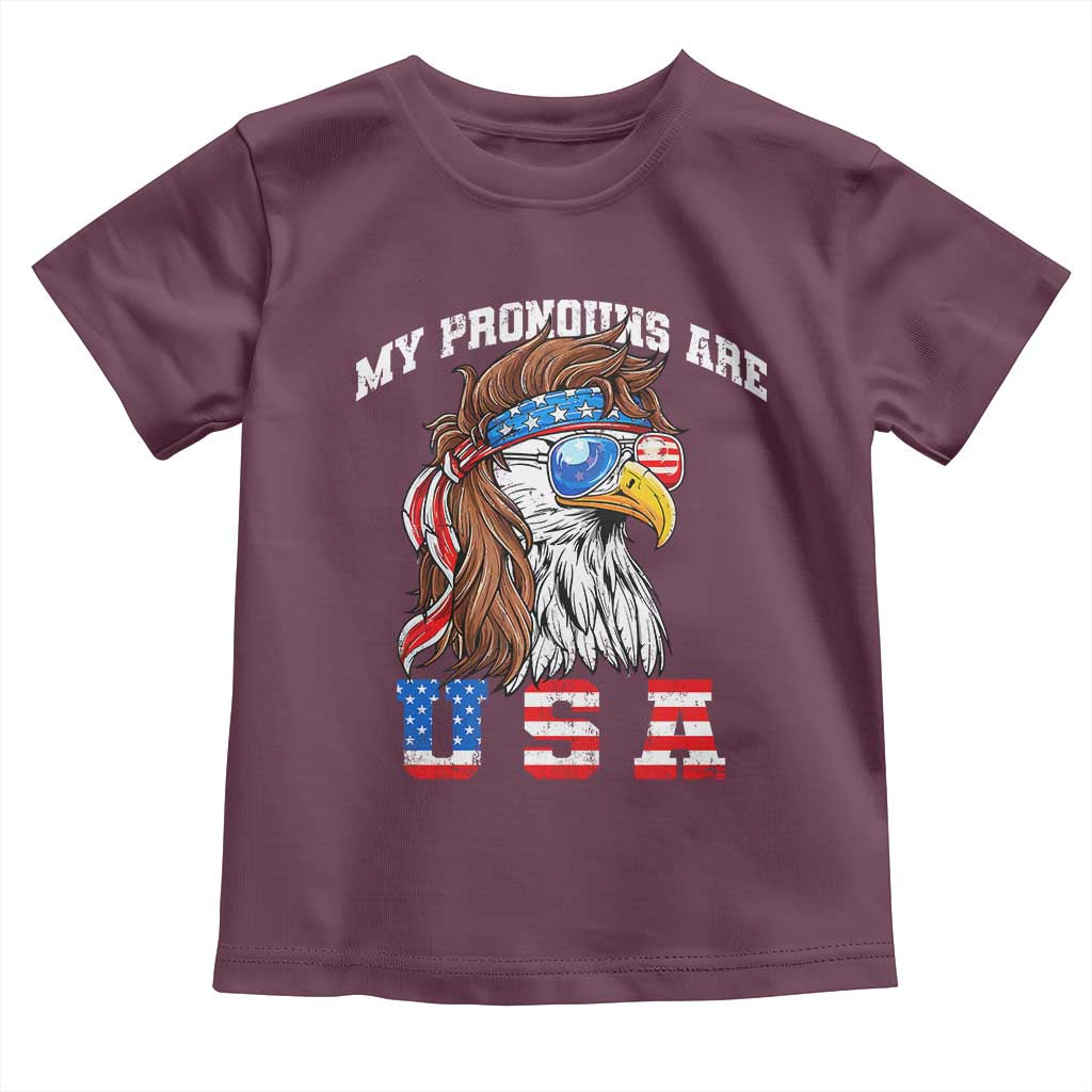 Funny 4th of July Toddler T Shirt My Pronouns Are USA Eagle American - Wonder Print Shop