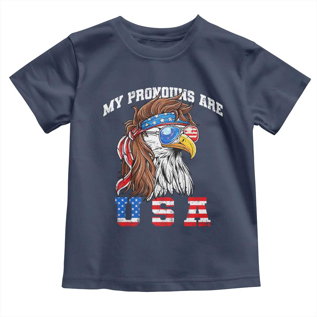 Funny 4th of July Toddler T Shirt My Pronouns Are USA Eagle American - Wonder Print Shop